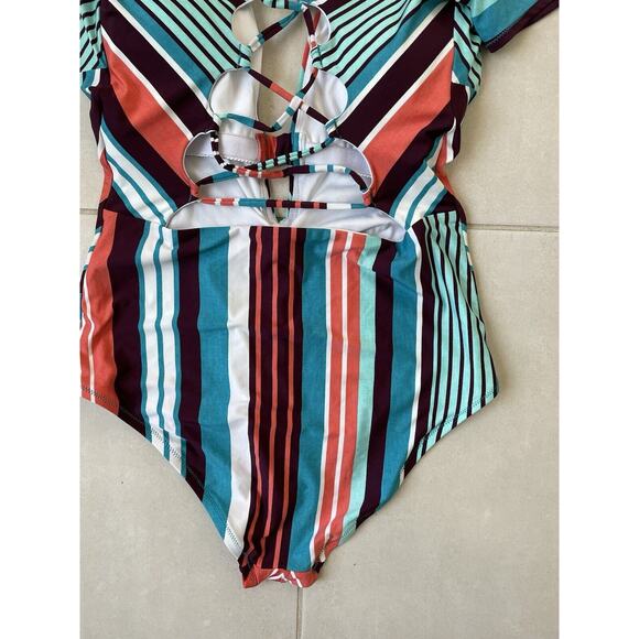 Laundry By Shelli Segal Multicolor Striped One Piece Swimsuit - Picture 9 of 11